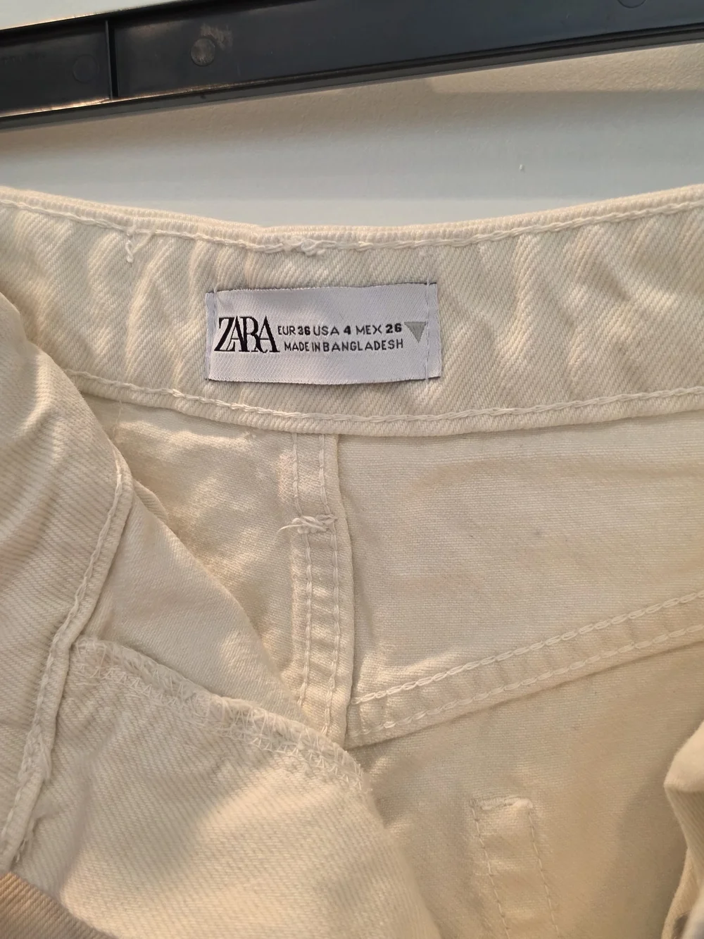 Zara Cream High-Rise Denim Shorts